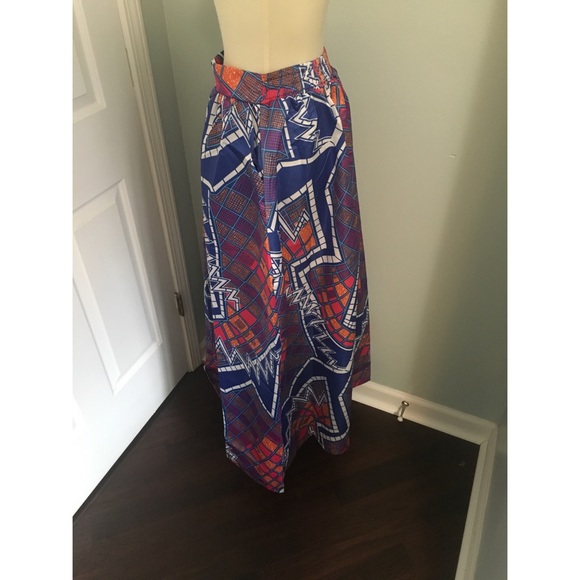 Women’s High Waisted African Print Skirt - Picture 3 of 4